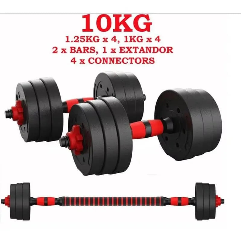 Adjustable Dumbbells 3-in-1 Set, perfect for home gym, includes 10 kg, 15 kg, 20 kg, and 30 kg weights with high-quality coated discs and non-slip handles for versatile training and strength development.
