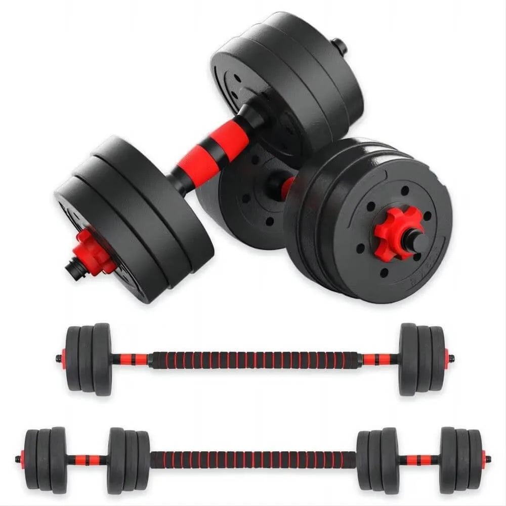 Adjustable Dumbbells 3-in-1 Set, perfect for home gym, includes 10 kg, 15 kg, 20 kg, and 30 kg weights with high-quality coated discs and non-slip handles for versatile training and strength development.