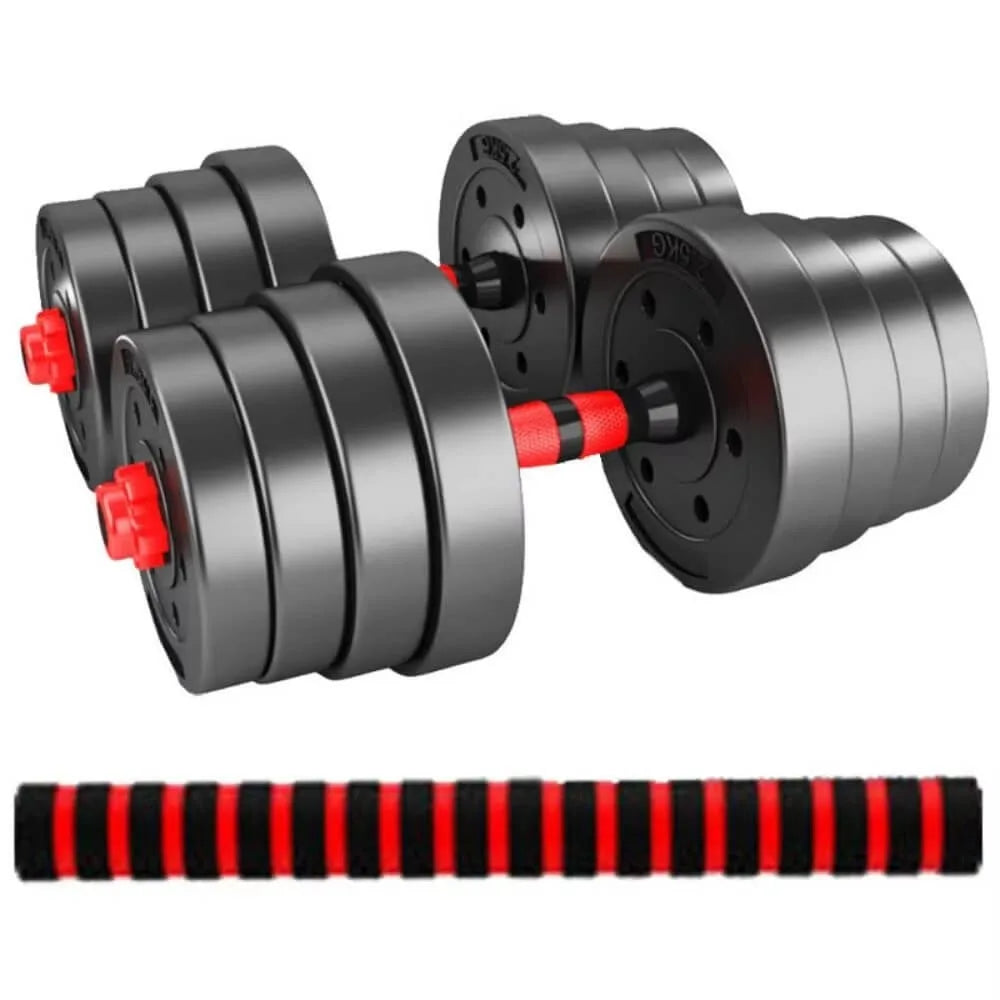 Adjustable Dumbbells 3-in-1 Set, perfect for home gym, includes 10 kg, 15 kg, 20 kg, and 30 kg weights with high-quality coated discs and non-slip handles for versatile training and strength development.