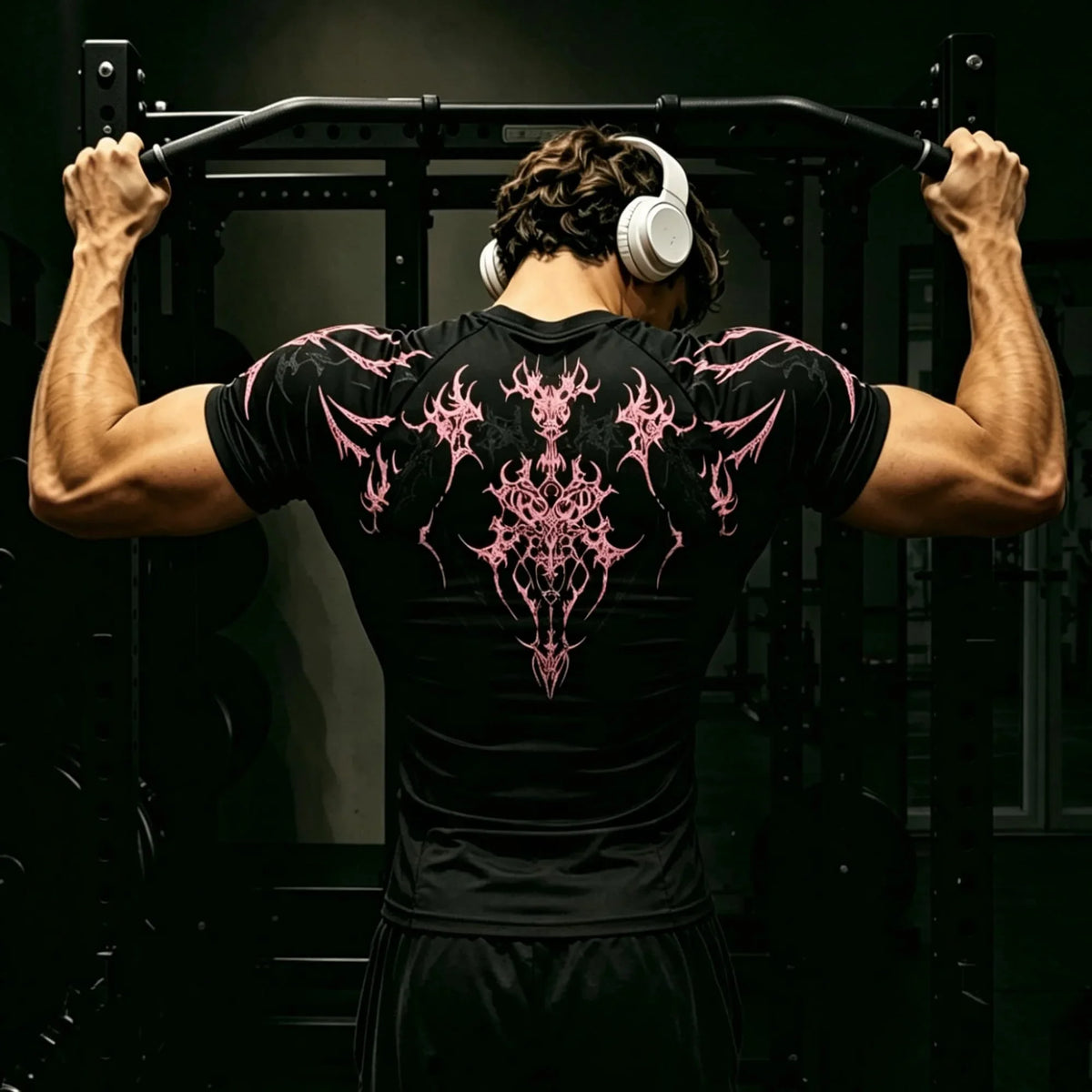 Men's Short Sleeve Tshirt with Tribal Gothic Skull Graphic Y2K Breathable Gym Training Daily Wear Urban Punk Fitness Sporty Top